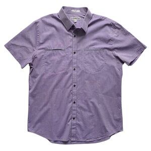 Express Mens Fitted Dress Shirt Short Sleeve Button-Up Purple Size XL (17-17.5)